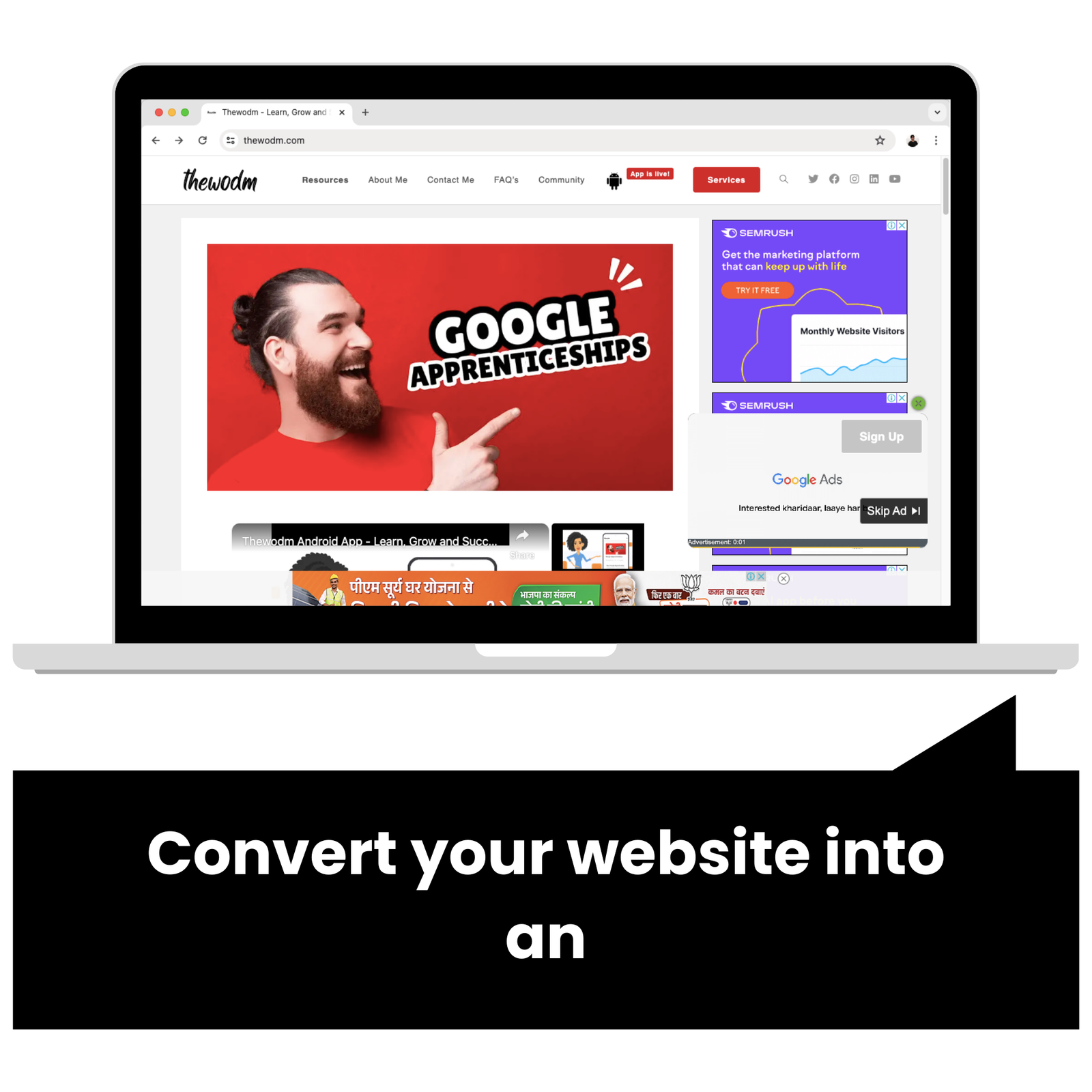 convert website into an